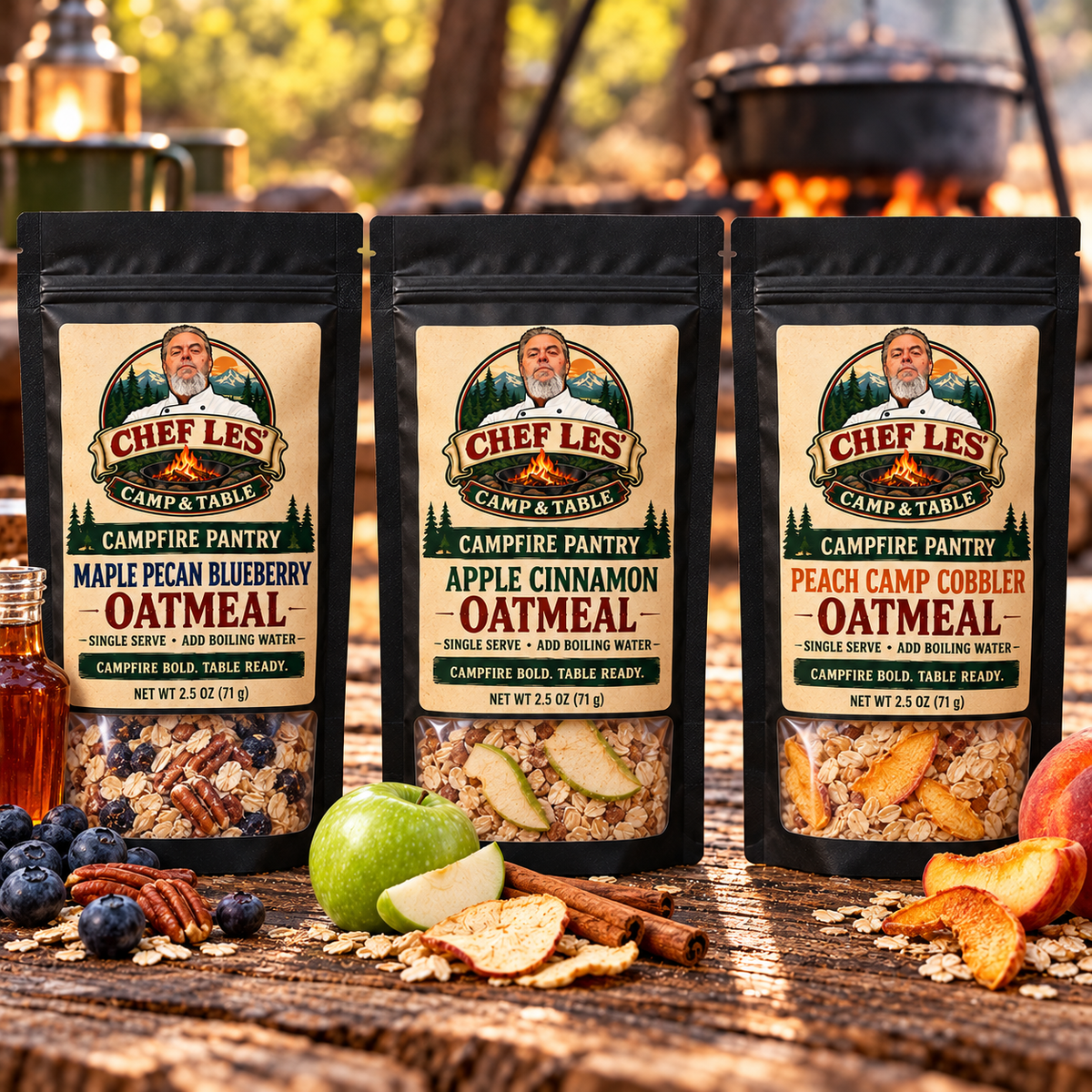Chef Les’ Camp & Table Oatmeal 3-Pack Variety Bundle