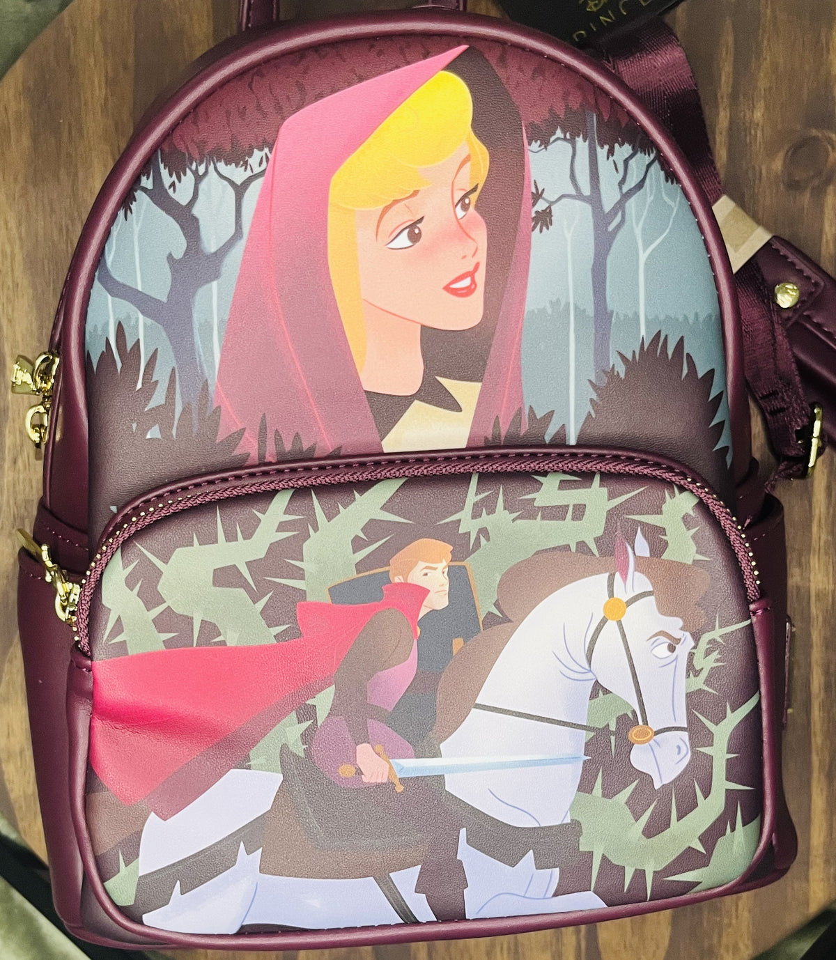 Loungefly Disney Sleeping Beauty "Once Upon a Dream" Aurora Scene Mini Backpack.