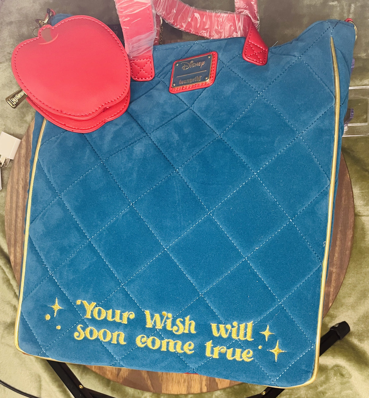Loungefly Disney Snow White Heritage Quilted Velvet Tote Bag