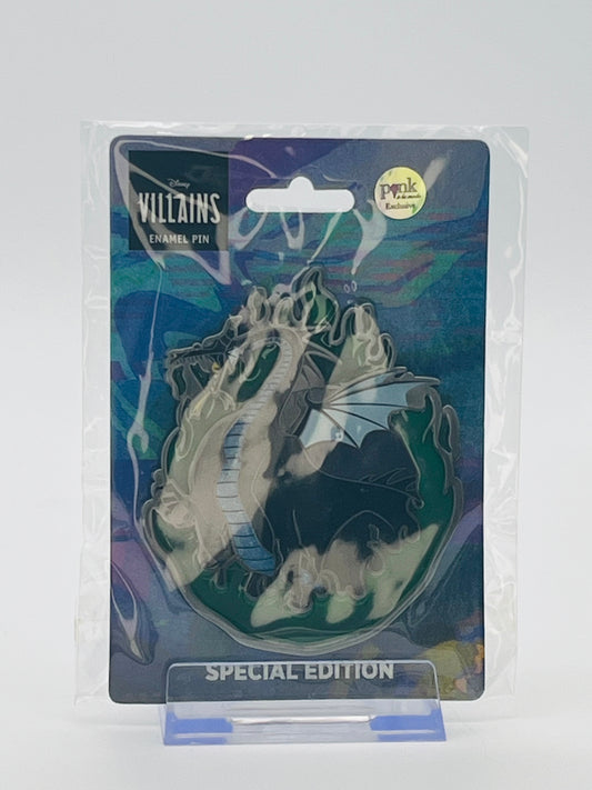 Pink a la Mode (PALM) Disney Villains Maleficent Dragon Fire Stained Glass Pin.