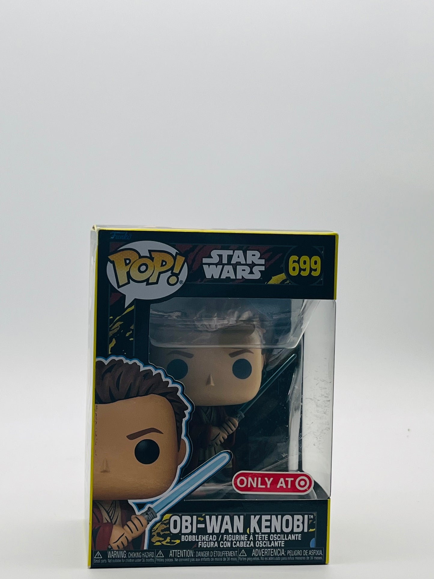 This is a brand-new, factory-sealed Funko Pop! Star Wars: Episode I – The Phantom Menace 25th Anniversary Obi-Wan Kenobi (Padawan) [Retro] #699.