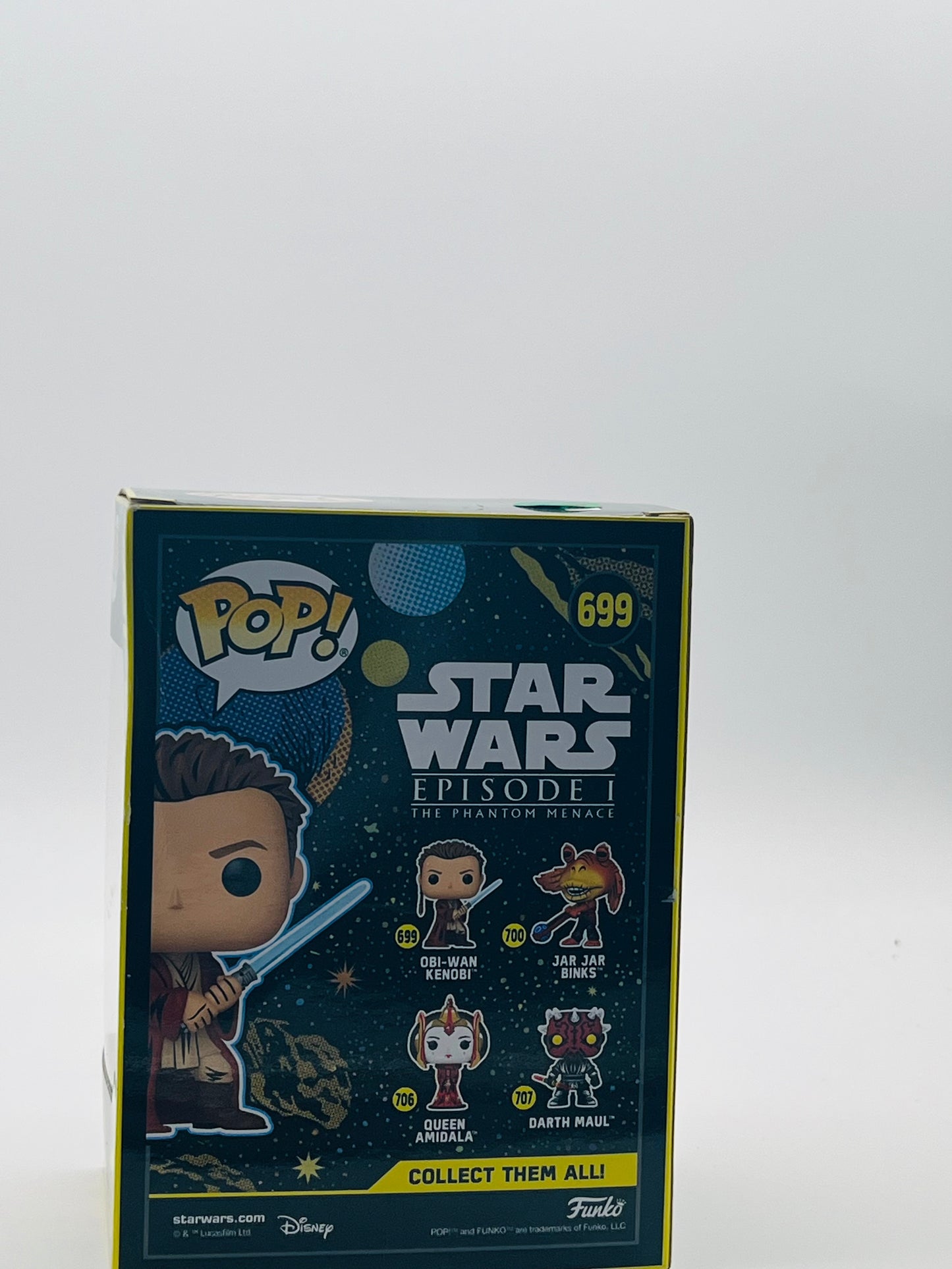 This is a brand-new, factory-sealed Funko Pop! Star Wars: Episode I – The Phantom Menace 25th Anniversary Obi-Wan Kenobi (Padawan) [Retro] #699.
