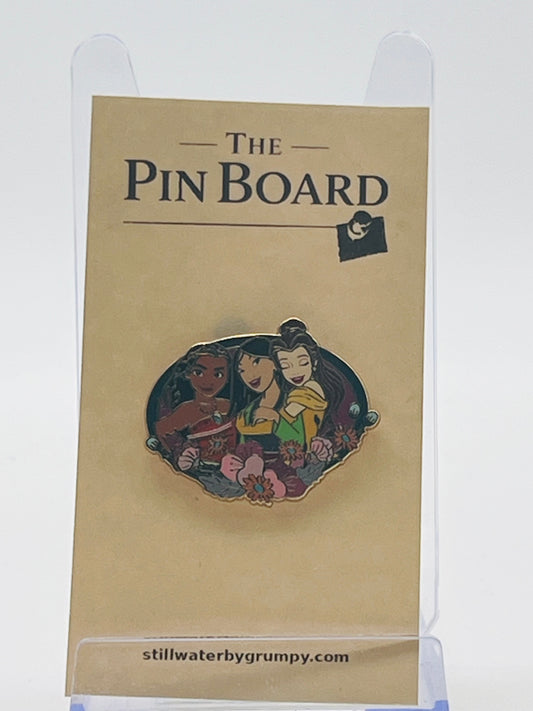 Disney Parks "Princess Friends and Florals" Booster Set: Moana, Mulan, & Belle Pin