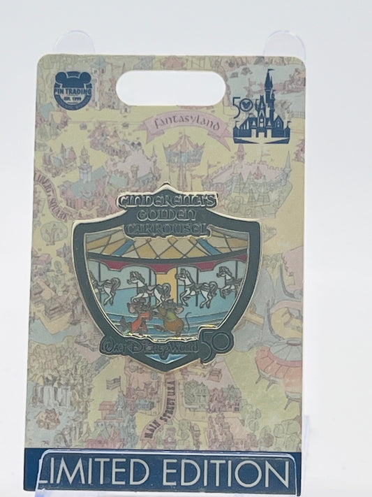 Cinderella's Golden Carrousel Pin from the Walt Disney World 50th Anniversary Attraction Crests Collection