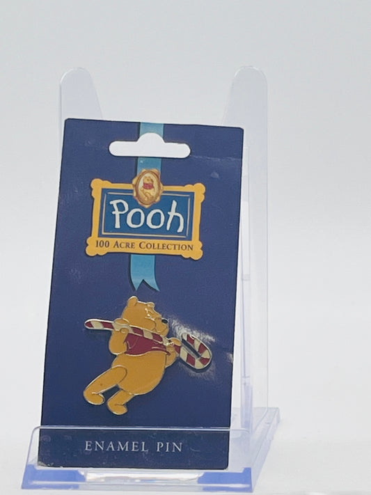 vintage Disney Store Winnie the Pooh "Lifting Candy Cane" Enamel Pin