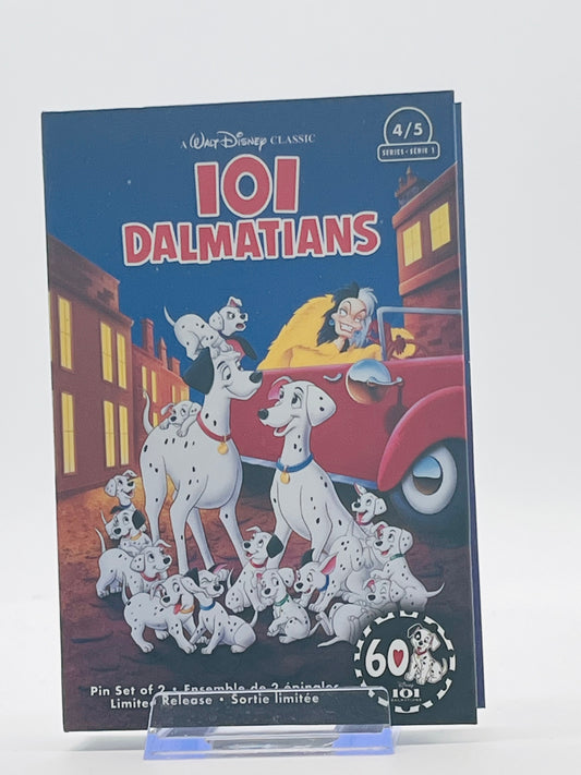 Disney Movie Club (DMC) Exclusive 101 Dalmatians Patches and VHS Clamshell 2-Pin Set.