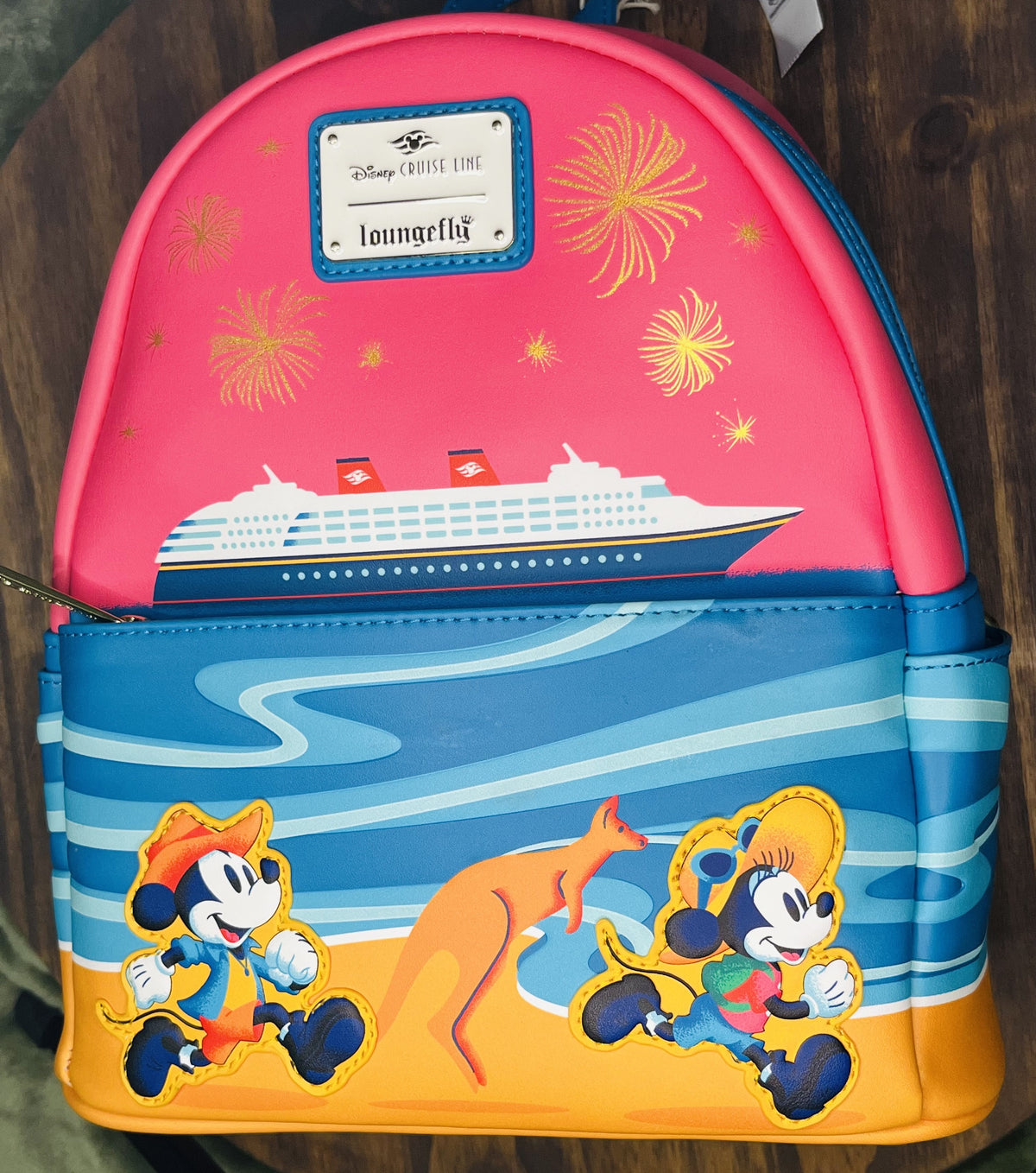 Loungefly Disney Cruise Line (DCL) Australia Sunset Mickey & Minnie Mini Backpack.